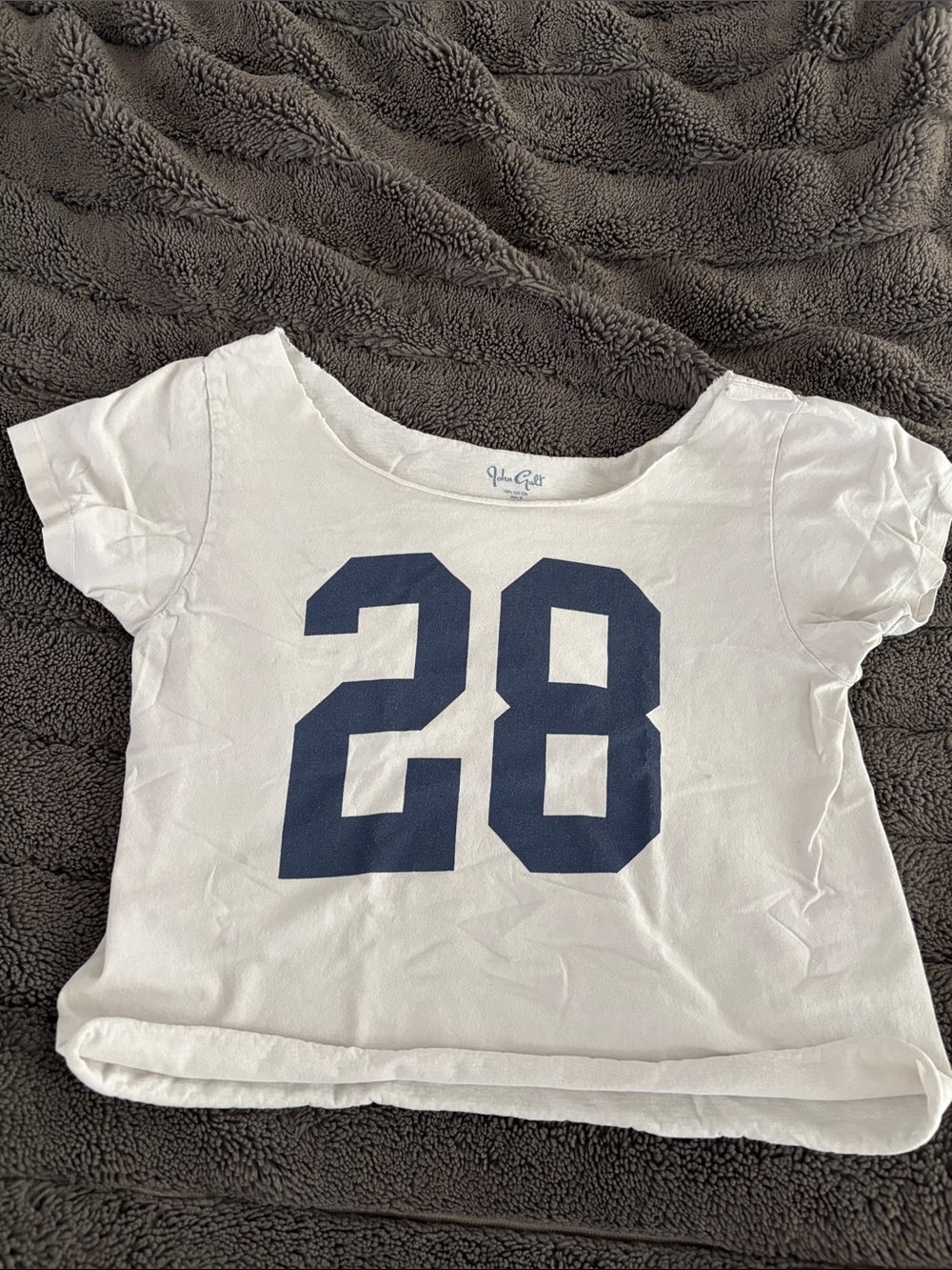Brandy Melville White Short-Sleeve Tee with Navy '28' Graphic